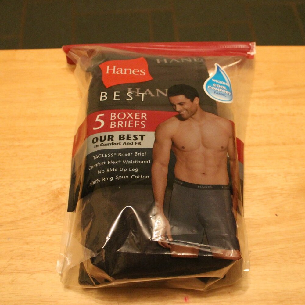 Hanes Best 5 Black Boxer Briefs